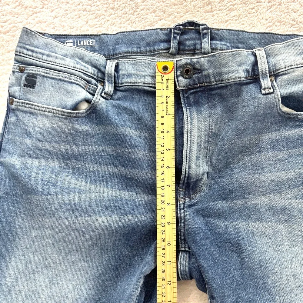 G-Star Original Jeans Mens 40X 33 Light Blue Raw Stretch Skinny - INSEAM ALTERED